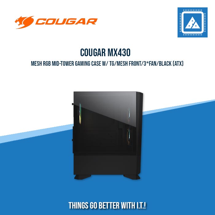 COUGAR MX430 MESH RGB MID-TOWER GAMING CASE W/ TG/MESH FRONT/3*FAN/BLACK (ATX) COUGAR MX430 MESH RGB MID-TOWER GAMING CASE W/ TG/MESH FRONT/3*FAN/BLACK (ATX)